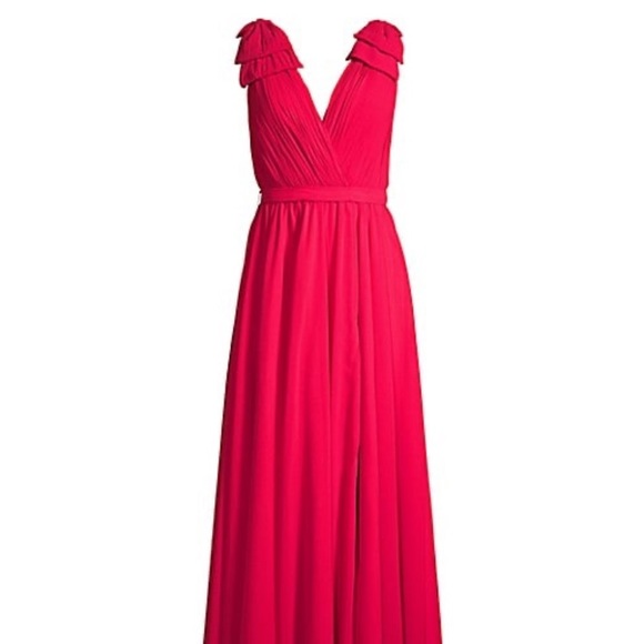 Basix Black Label Flutter Shoulder Maxi Gown in Watermelon Pink - Picture 3 of 5